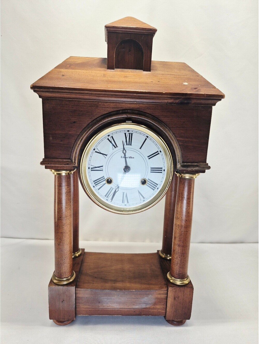Vintage Ethan Allen wood manual clock